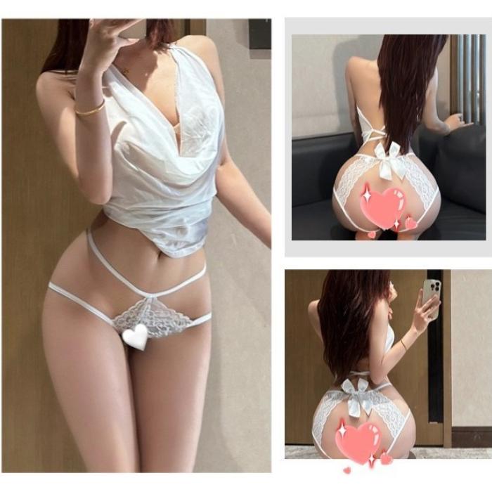 Quần lót ren hoa xẻ đáy cạp cao sexy gợi cảm chip nữ phối nơ khoét đũng hottie quyến rũ  T338  HCM  Hỏa Tốc