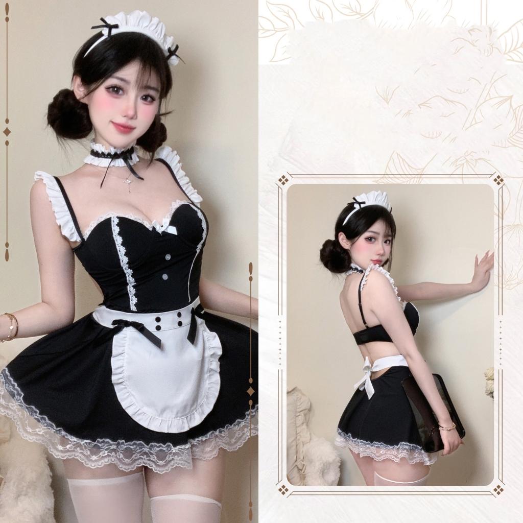 Váy ngủ cosplay hầu gái maid cao cấp có gọng nâng ngực quyến rũ set hoá trang nàng hầu anime xinh yêu  N579