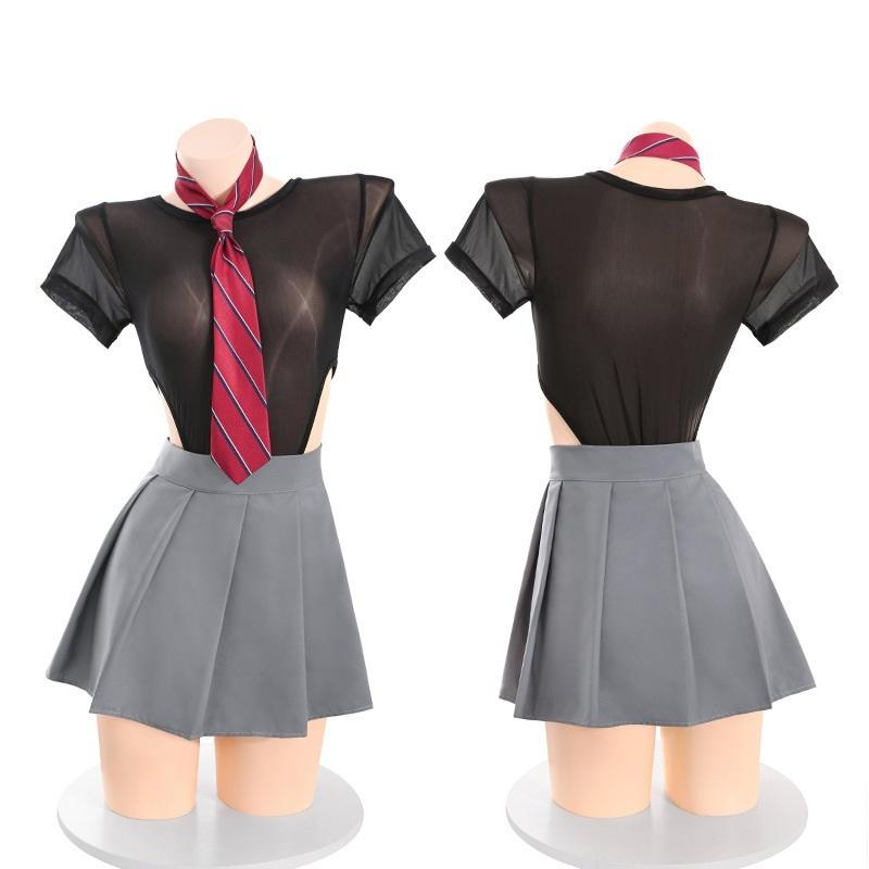 Cosplay học sinh sexy xuyên thấu cà vạt xinh yêu gợi cảm váy xếp ly nữ sinh Nhật Bản dễ thương quyến rũ  N861