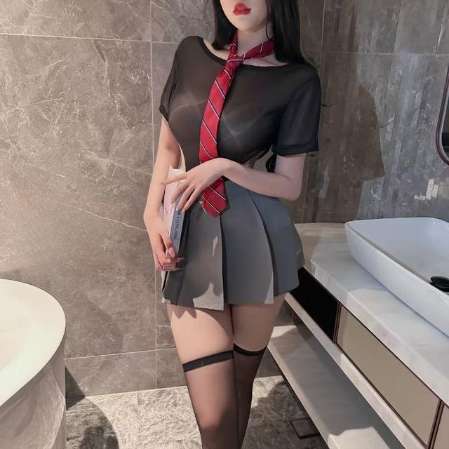Cosplay học sinh sexy xuyên thấu cà vạt xinh yêu gợi cảm váy xếp ly nữ sinh Nhật Bản dễ thương quyến rũ  N861
