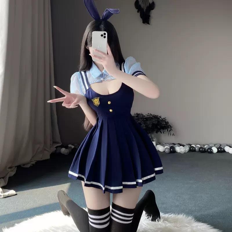 Đồ lót sexy cosplay cô gái thỏ xinh yêu quyến rũ váy xếp ly học sinh JK dáng xoè dễ thương gợi cảm  N331