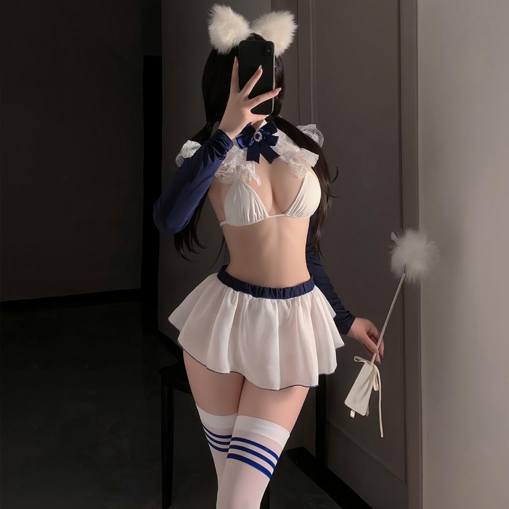 Đồ ngủ sexy cosplay thủy thủ dài tay xẻ V1 gợi cảm xinh xắn váy xếp ly nữ học sinh đáng yêu quyến rũ  N329