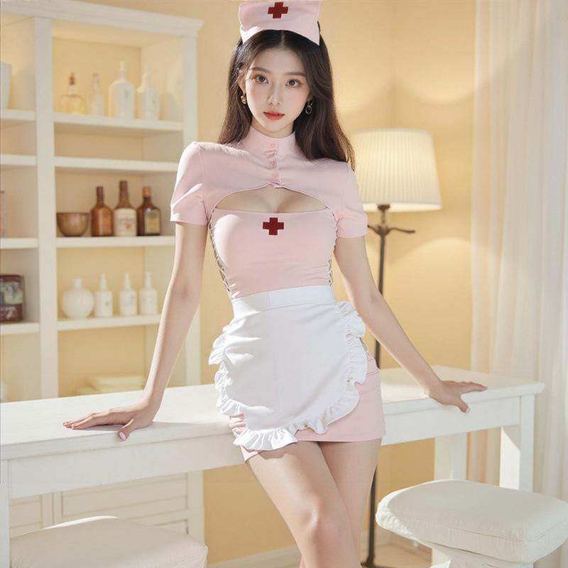 Đồ ngủ cosplay y tá hư hỏng đan dây hông ôm body sexy gợi cảm trang phục nữ bác sĩ khoét V1 quyến rũ  N552