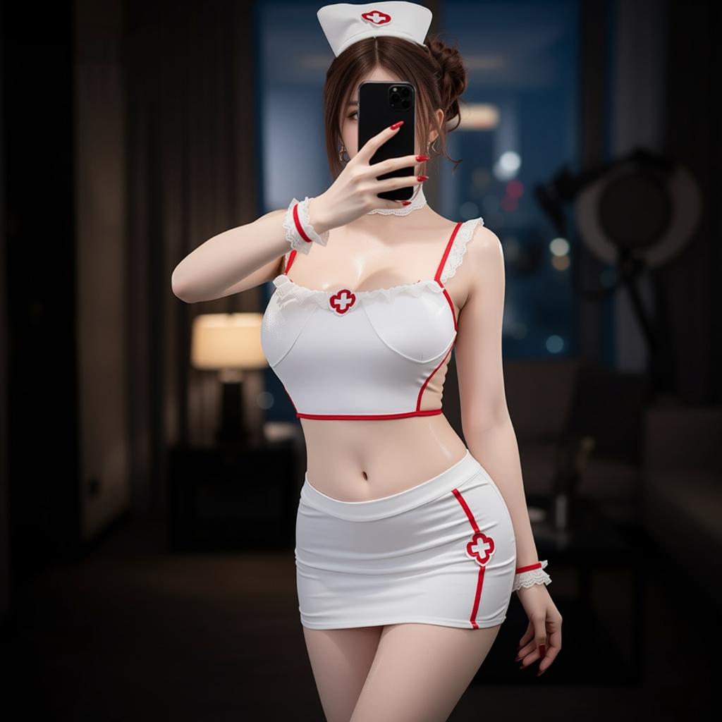 Trang phục y tá trắng ôm body kèm nón xinh yêu quyến rũ đồ copslay nữ bác sĩ hở lưng gợi cảm dễ thương  N350