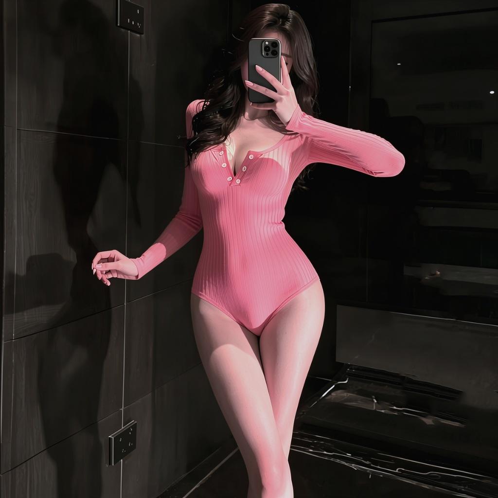 Jumpsuit nữ tay dài xẻ V1 mặc đi biển bikini xinh yêu sang chảnh đồ ngủ liền thân ôm body sexy quyến rũ  N502