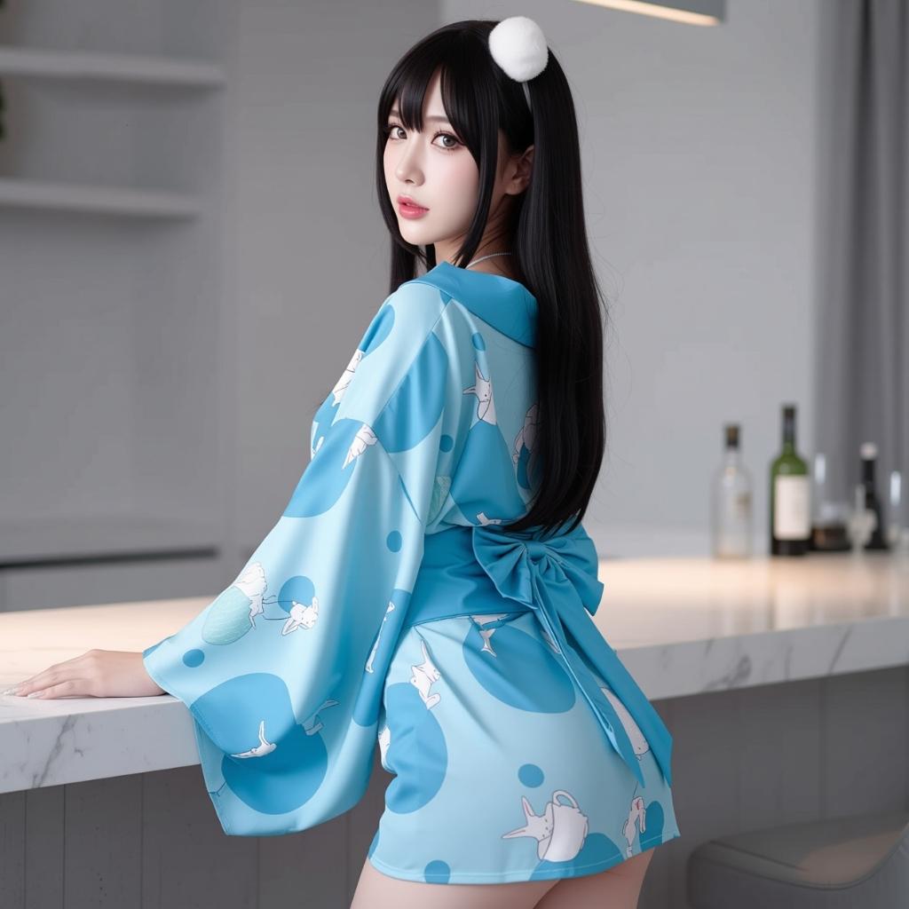 Đồ ngủ kimono nữ hoạ tiết heo con đáng yêu dễ thương cosplay sexy áo choàng ngủ dài tay xẻ V1 quyến rũ  N346