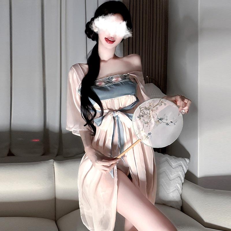 Váy cosplay cổ trang trung hoa voan xuyên thấu quyến rũ dịu dàng đồ ngủ hanfu xẻ tà gợi cảm thanh lịch  N382