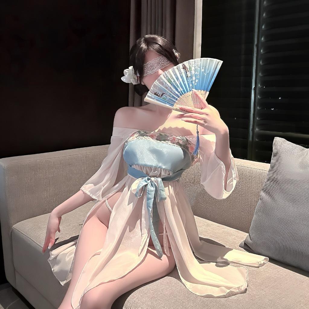 Váy cosplay cổ trang trung hoa voan xuyên thấu quyến rũ dịu dàng đồ ngủ hanfu xẻ tà gợi cảm thanh lịch  N382