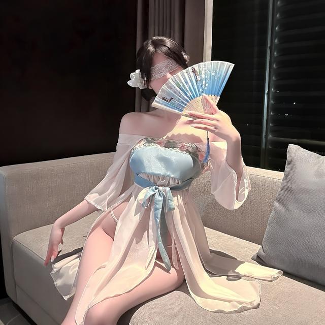 Váy cosplay cổ trang trung hoa voan xuyên thấu quyến rũ dịu dàng đồ ngủ hanfu xẻ tà gợi cảm thanh lịch  N382