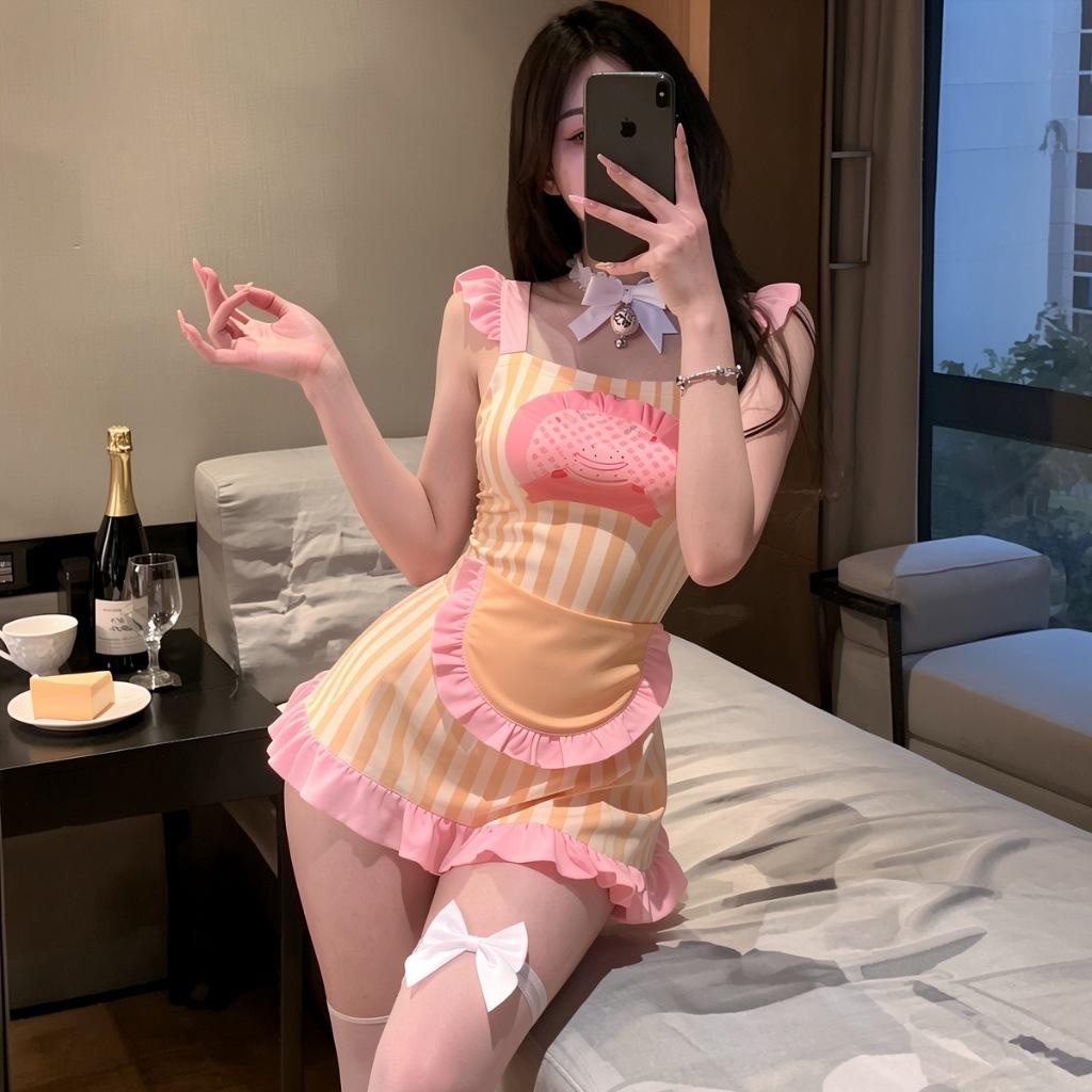 Set người giúp việc phong cách nấu ăn đầu bếp xinh xắn đáng yêu đồ ngủ cosplay cô hầu tạp dề dễ thương  N574