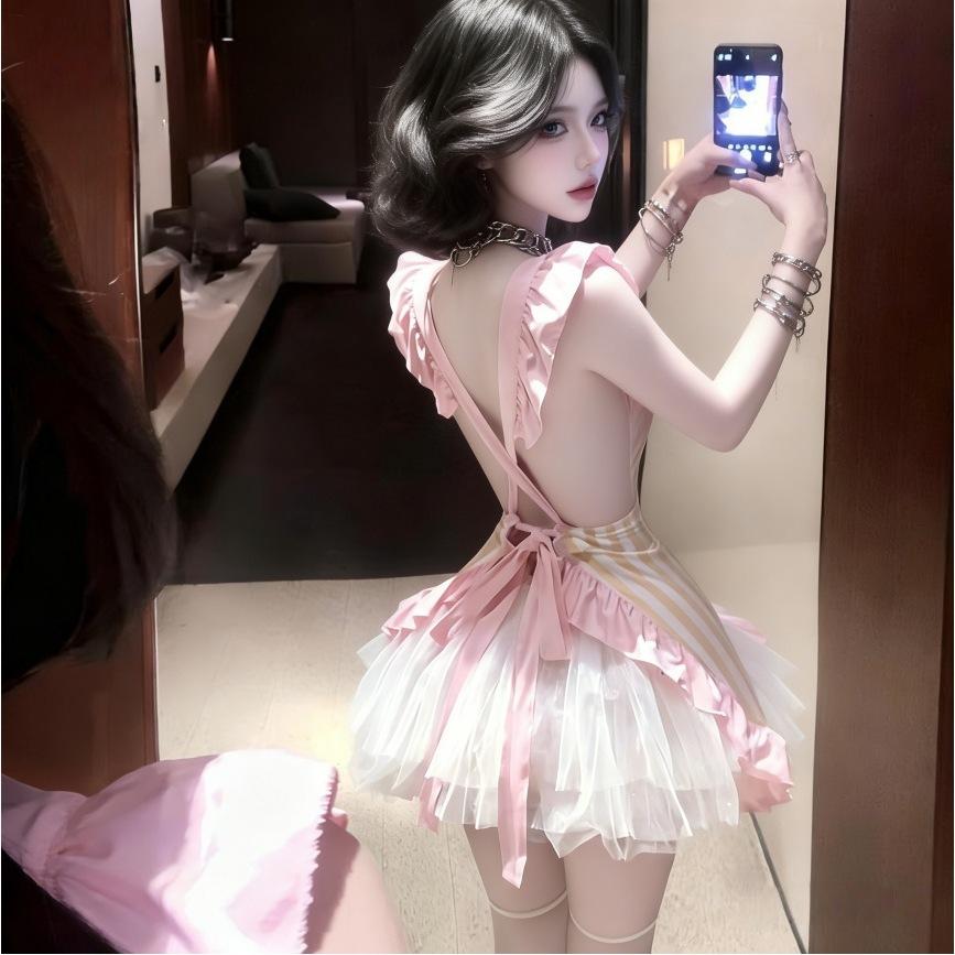 Set người giúp việc phong cách nấu ăn đầu bếp xinh xắn đáng yêu đồ ngủ cosplay cô hầu tạp dề dễ thương  N574