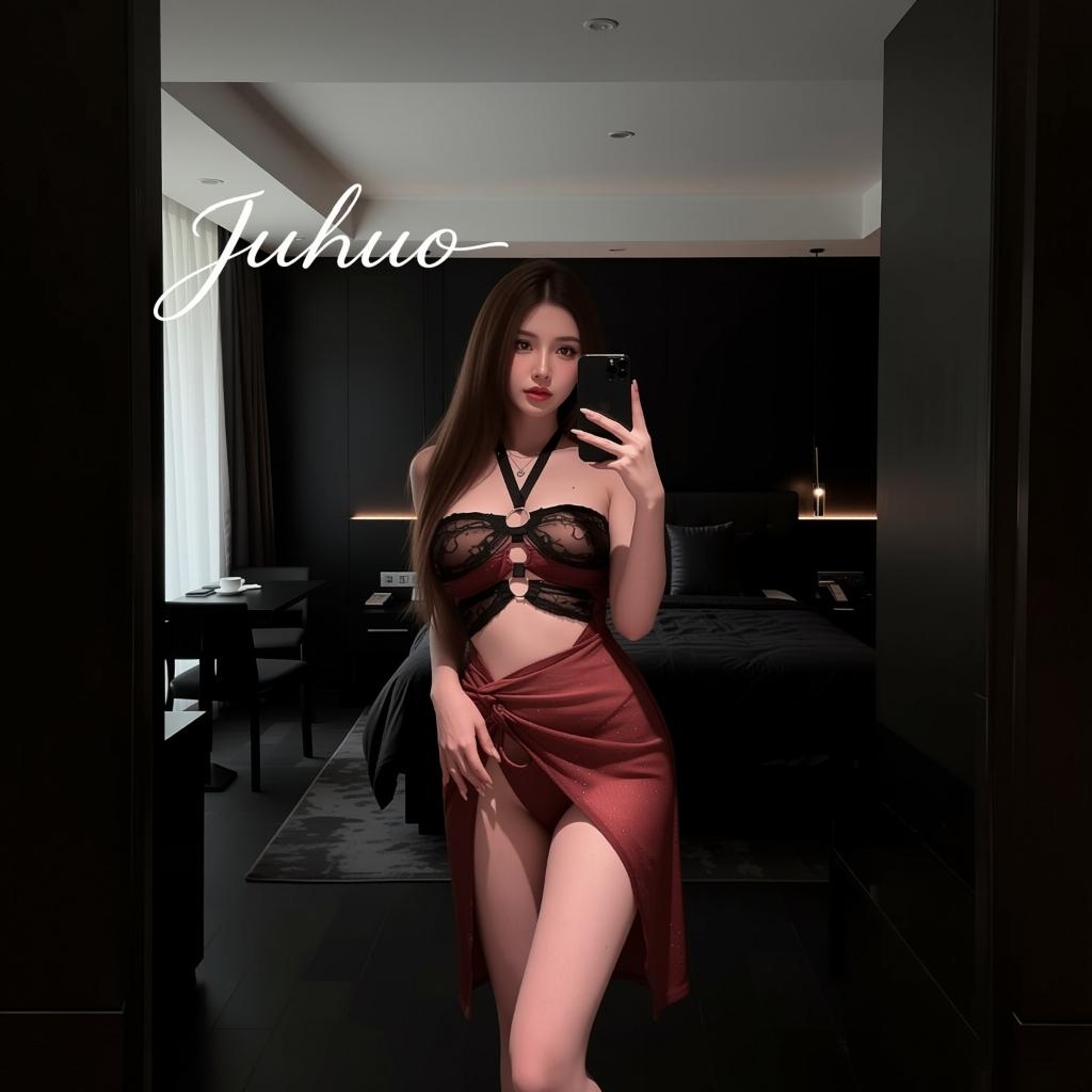 Váy ngủ KTV xuyên thấu xẻ tà gợi cảm xinh yêu đầm sườn xám cổ yếm dáng ôm body quyến rũ cuốn hút  N243