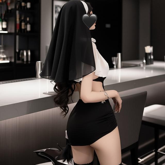 Cosplay tu nữ sĩ ôm body khoe eo đáng yêu quyến rũ set đồ hoá trang halloween ma sơ gợi cảm cao cấp  N597