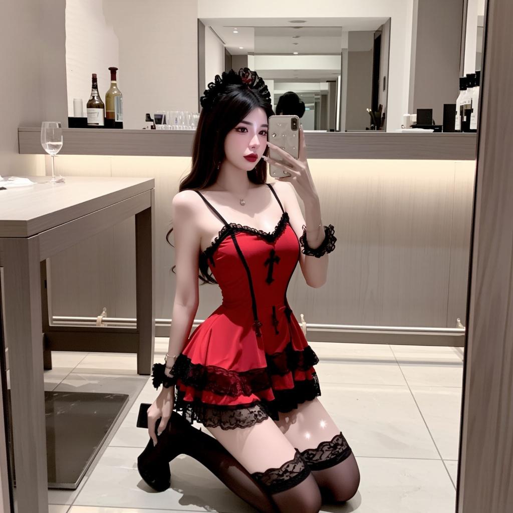 Váy copslay nữ tu viền ren dáng xoè xinh xắn đáng yêu đồ ngủ hoá trang halloween nàng hàu sexy gợi cảm  N595