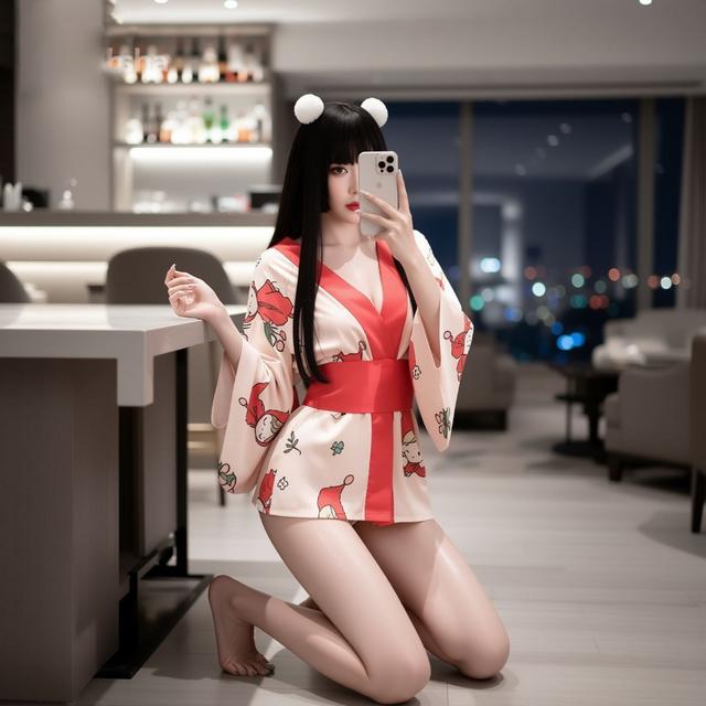 Đồ ngủ kimono Nhật Bản in hoạ tiết động vật anime xinh yêu dễ thường áo choàng ngủ sexy xẻ V1 gợi cảm  N740