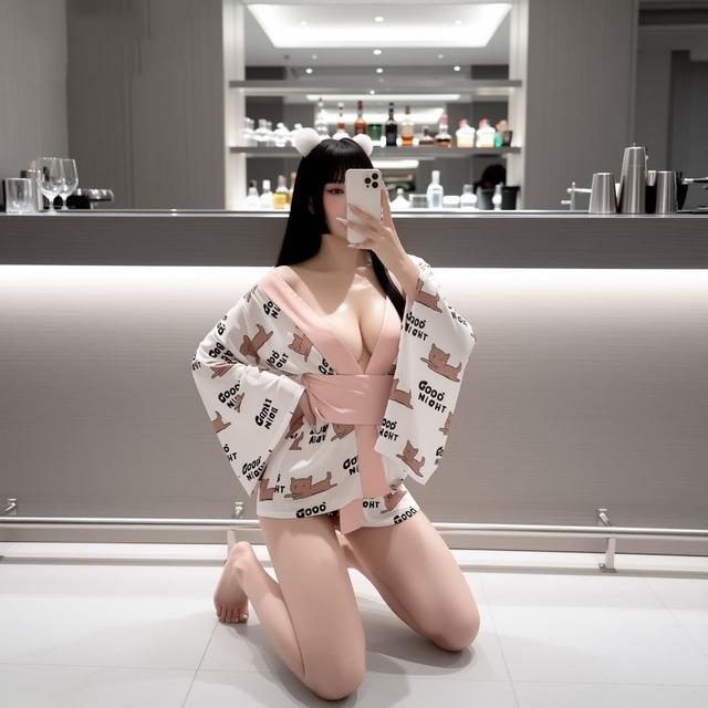 Đồ ngủ kimono Nhật Bản in hoạ tiết động vật anime xinh yêu dễ thường áo choàng ngủ sexy xẻ V1 gợi cảm  N740