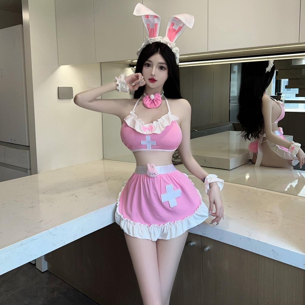 Set cosplay thỏ bông có đuôi xinh yêu dễ thương đồ ngủ nữ y tá anime tạp dề quyến rũ gợi cảm  N553