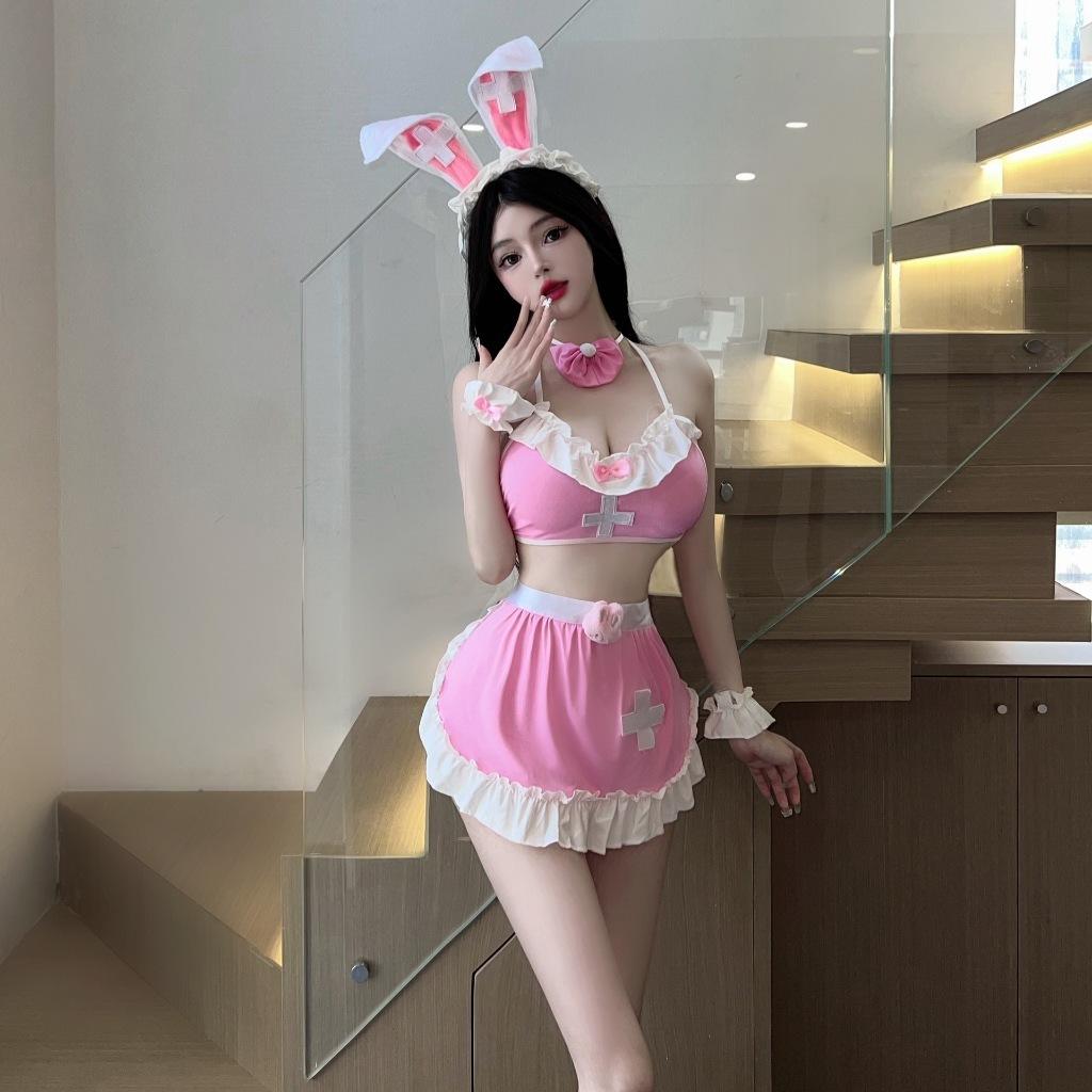 Set cosplay thỏ bông có đuôi xinh yêu dễ thương đồ ngủ nữ y tá anime tạp dề quyến rũ gợi cảm  N553