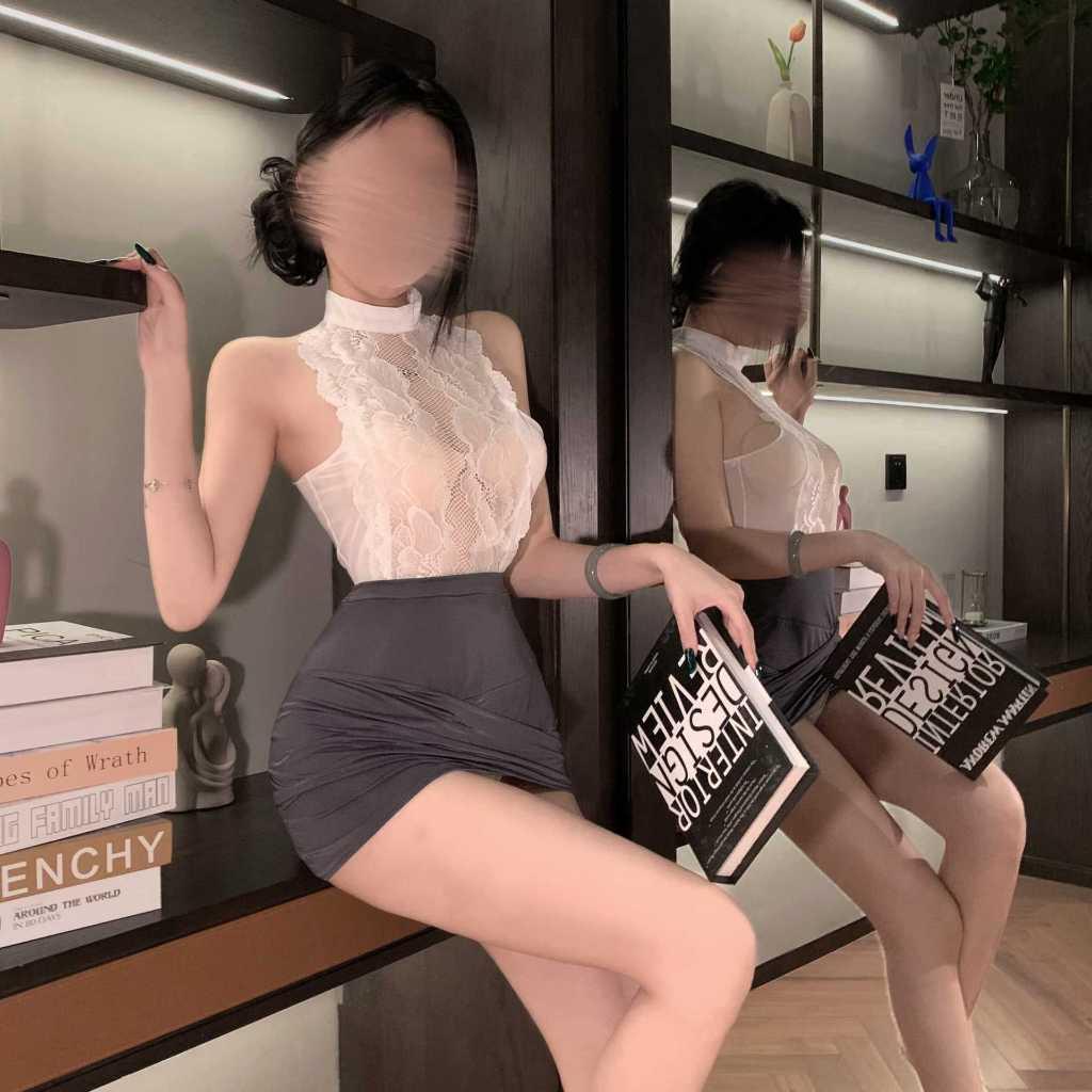Cosplay thư ký phối ren ôm body tôn dáng quyến rũ set váy ngủ tiếp viến hàng không gợi cảm cuốn hút  N317