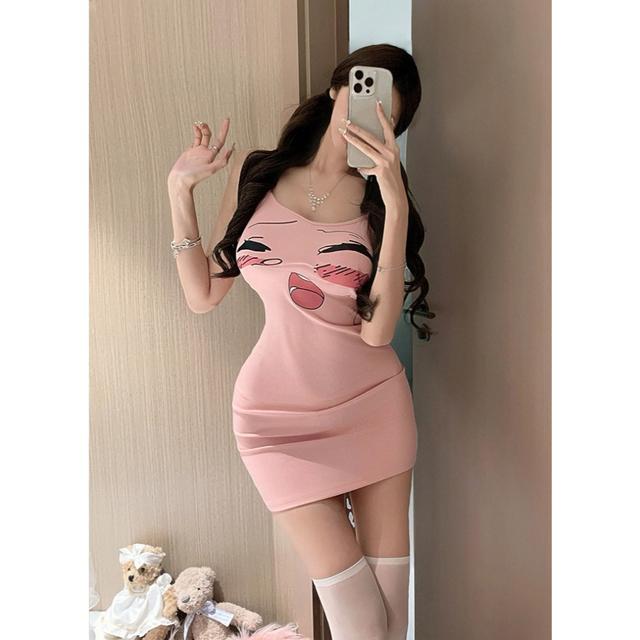 Váy ngủ body hoạ tiết hoạt hình anime đáng yêu gợi cảm đầm sexy 2 dây thun đũi dáng ôm cực xinh quyến rũ  N287