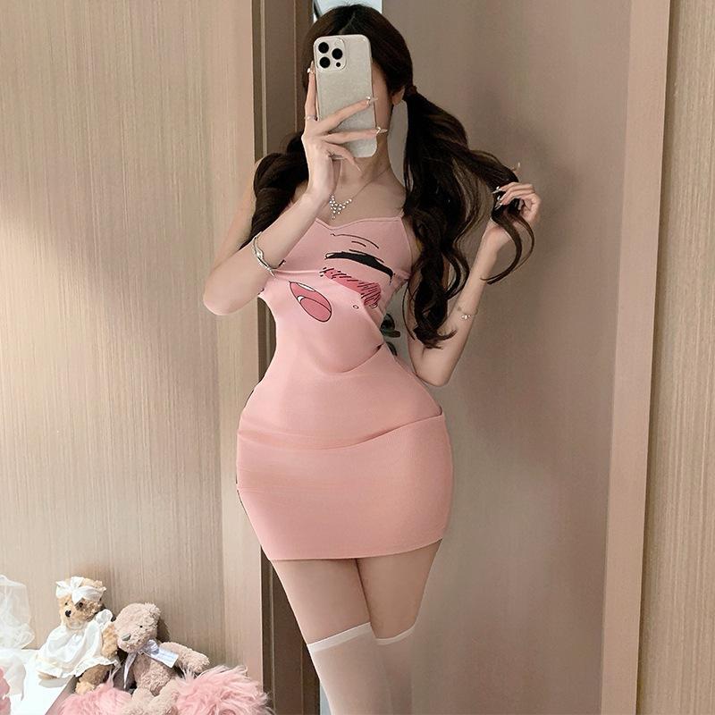 Váy ngủ body hoạ tiết hoạt hình anime đáng yêu gợi cảm đầm sexy 2 dây thun đũi dáng ôm cực xinh quyến rũ  N287