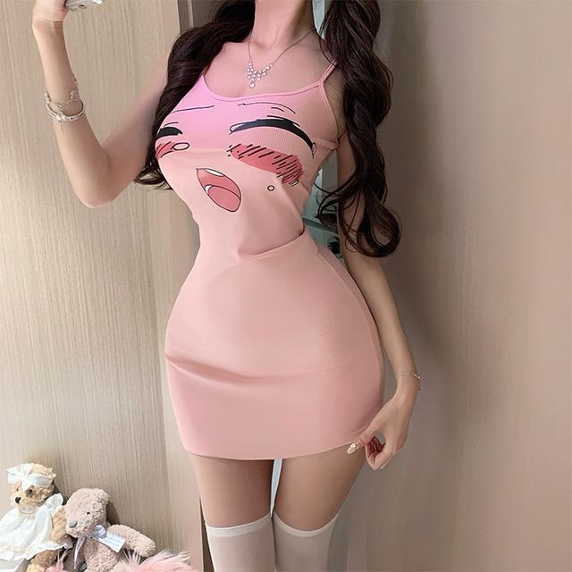 Váy ngủ body hoạ tiết hoạt hình anime đáng yêu gợi cảm đầm sexy 2 dây thun đũi dáng ôm cực xinh quyến rũ  N287