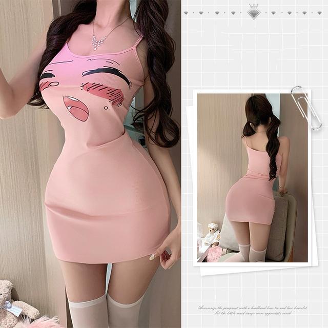Váy ngủ body hoạ tiết hoạt hình anime đáng yêu gợi cảm đầm sexy 2 dây thun đũi dáng ôm cực xinh quyến rũ  N287
