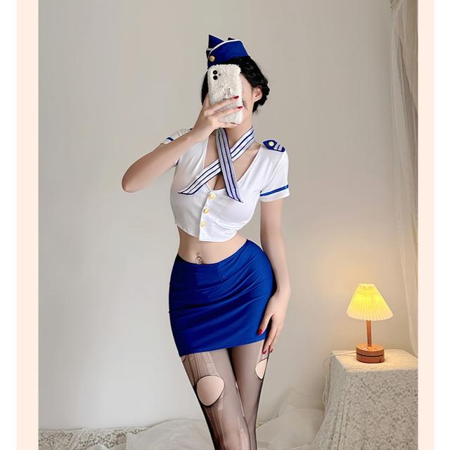 Cosplay thủy thủ ôm body sexy gợi cảm áo croptop váy ngủ ôm cosplay tiếp viên hàng không quyến rũ  N721  HCM