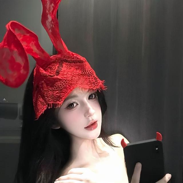 Cài tai thỏ ren dễ thương đáng yêu mặt nạ kèm tai bé thỏ đen trắng / phụ kiện chụp ảnh phối đồ cosplay  T604