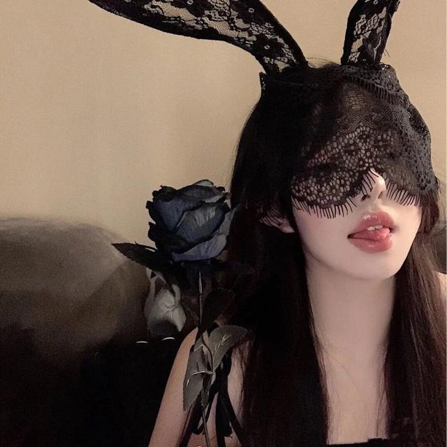 Cài tai thỏ ren dễ thương đáng yêu mặt nạ kèm tai bé thỏ đen trắng / phụ kiện chụp ảnh phối đồ cosplay  T604