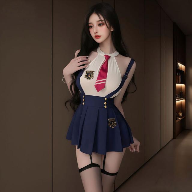 Đồ cosplay học sinh phong cách hoàng gia quyến rũ thanh lịch váy xếp ly nữ sinh kèm cà vạt sexy gợi cảm  N868