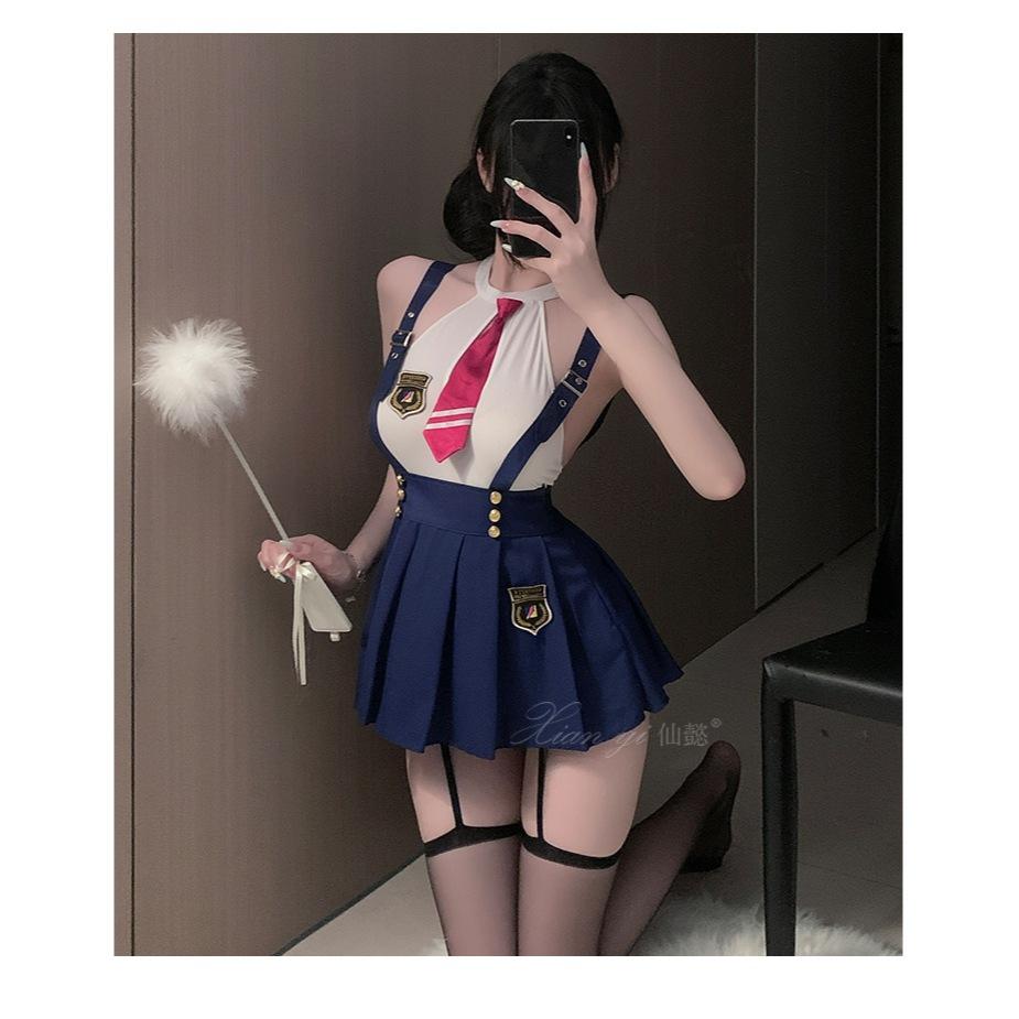 Đồ cosplay học sinh phong cách hoàng gia quyến rũ thanh lịch váy xếp ly nữ sinh kèm cà vạt sexy gợi cảm  N868