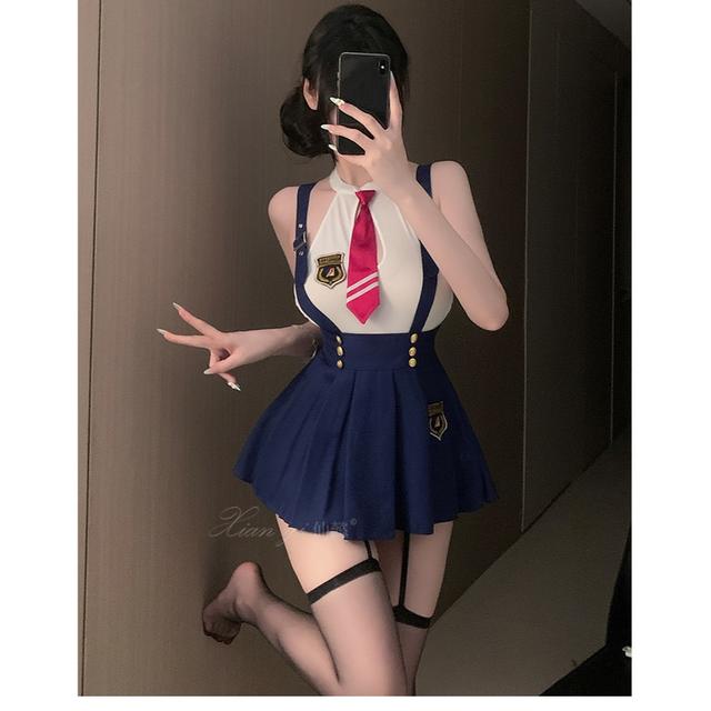 Đồ cosplay học sinh phong cách hoàng gia quyến rũ thanh lịch váy xếp ly nữ sinh kèm cà vạt sexy gợi cảm  N868