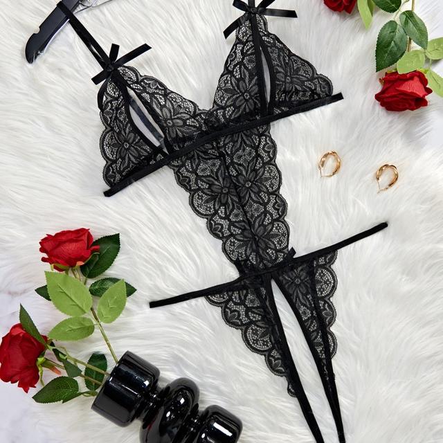 Bodysuits đồ lót liền thân xẻ V1 ren hoa sexy gợi cảm áo ngủ 1 mảnh hở đáy đen đỏ trăng quyến rũ tinh tế  N939