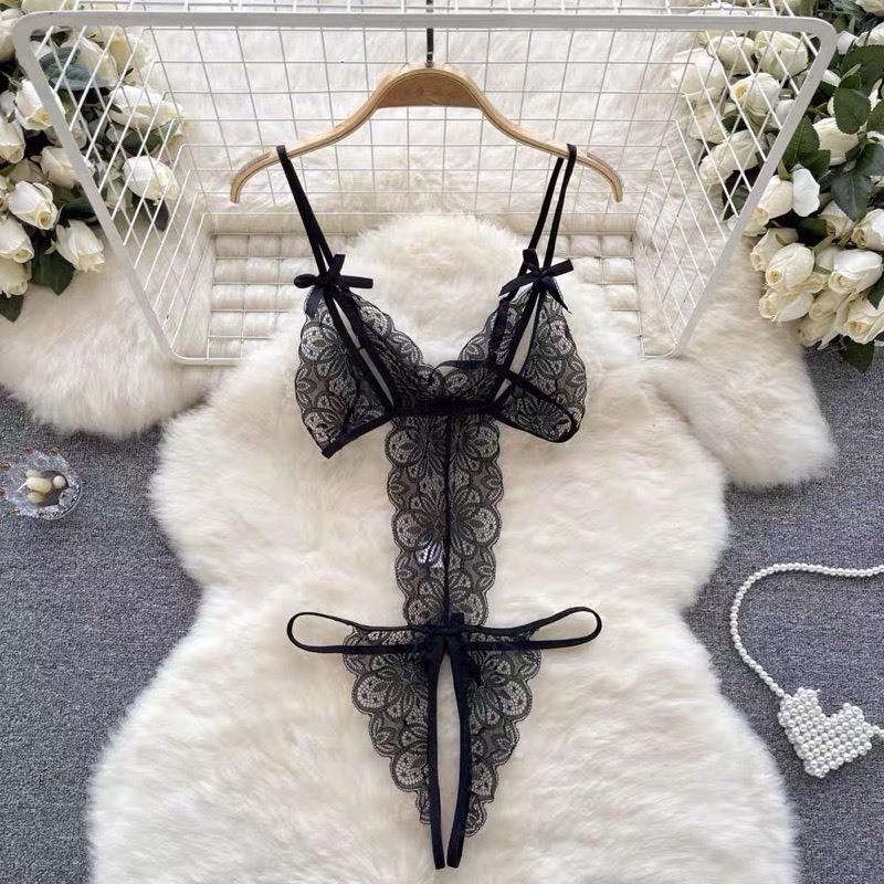 Bodysuits đồ lót liền thân xẻ V1 ren hoa sexy gợi cảm áo ngủ 1 mảnh hở đáy đen đỏ trăng quyến rũ tinh tế  N939
