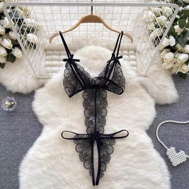 Bodysuits đồ lót liền thân xẻ V1 ren hoa sexy gợi cảm áo ngủ 1 mảnh hở đáy đen đỏ trăng quyến rũ tinh tế  N939