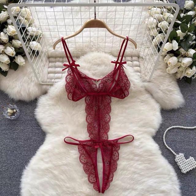Bodysuits đồ lót liền thân xẻ V1 ren hoa sexy gợi cảm áo ngủ 1 mảnh hở đáy đen đỏ trăng quyến rũ tinh tế  N939