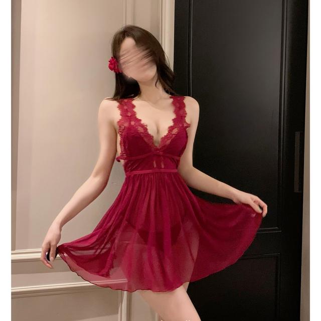 Váy ngủ sexy ren xuyên thấu dáng xoè đáng yêu gợi cảm đầm tiểu thư xẻ sau hở lưng kèm chip xinh quyến rũ  N281