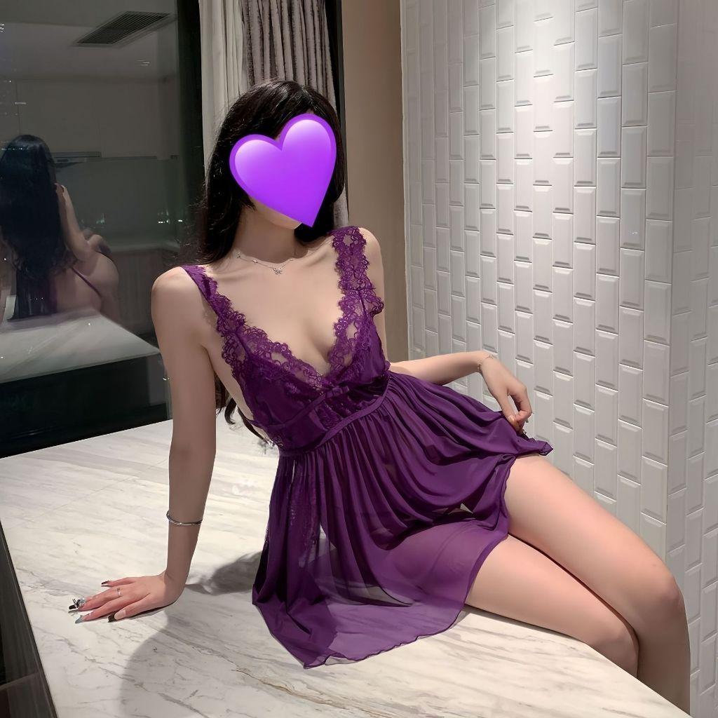 Váy ngủ sexy ren xuyên thấu dáng xoè đáng yêu gợi cảm đầm tiểu thư xẻ sau hở lưng kèm chip xinh quyến rũ  N281