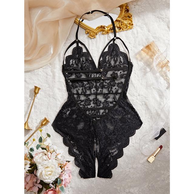 Bodysuits đồ lót liền thân xẻ đáy ren hoa sexy quyến rũ áo ngủ 1 mảnh phối dây ngực đen đỏ trắng gợi cảm  N906