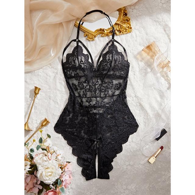 Bodysuits đồ lót liền thân xẻ đáy ren hoa sexy quyến rũ áo ngủ 1 mảnh phối dây ngực đen đỏ trắng gợi cảm  N906