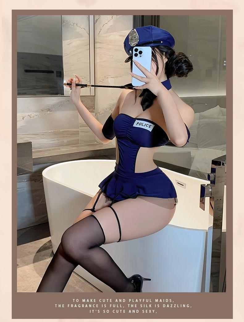 Cosplay cảnh sát xanh liền thân siêu xinh gợi cảm bodysuit nữ tiếp viên cơ trưởng kèm phụ kiện quyến rũ  N709