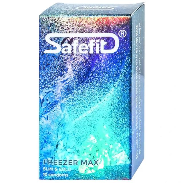 Bao cao su Safefit Freezer Max S52 chứa nhiều gel làm mát, kéo dài thời gian (Hộp 10 cái)