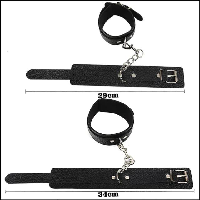 Bộ BDSM 8 Món Đen – Bondage Kit Còng Trói & Phụ Kiện
