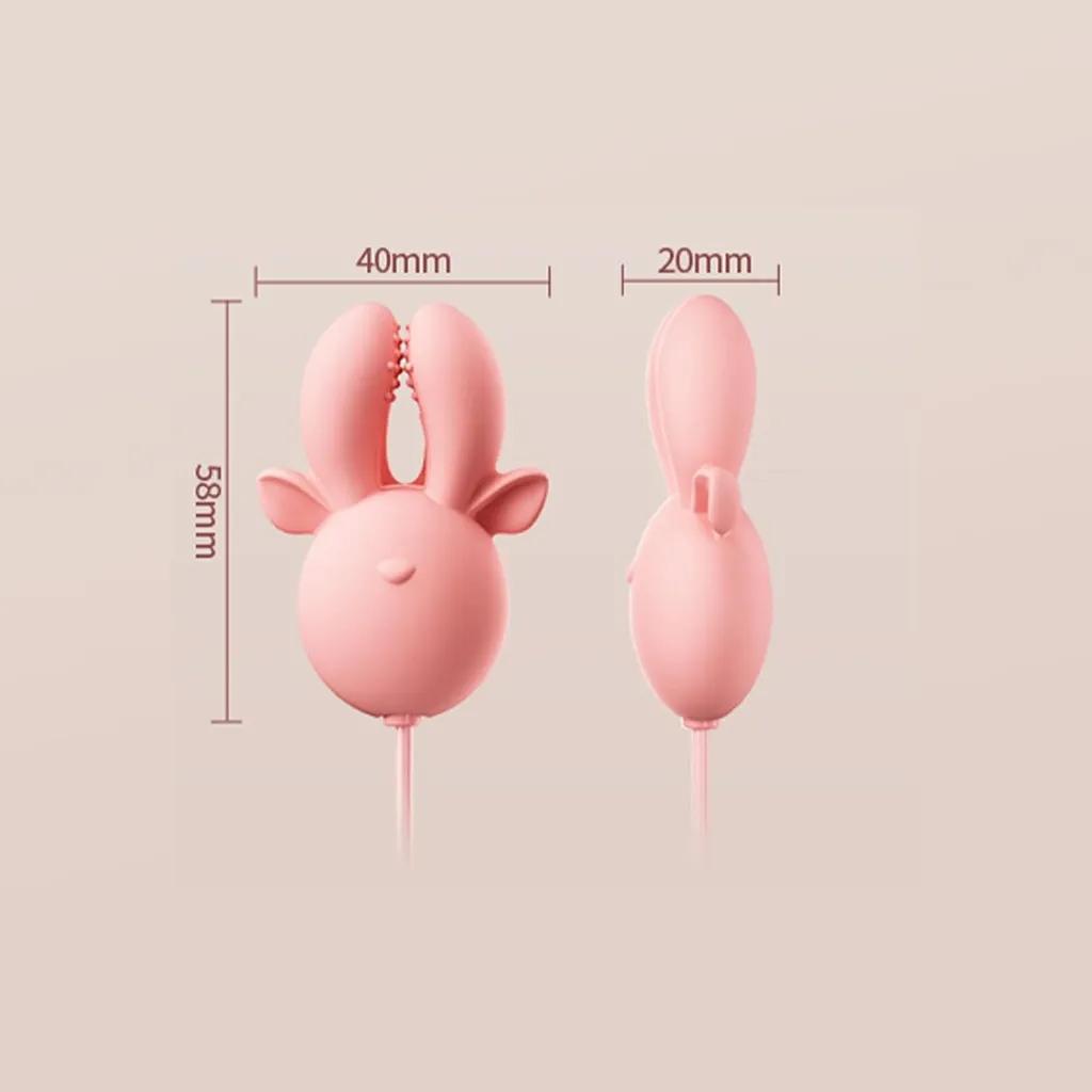 Kẹp Vú Thỏ Hồng Rung 20 Chế Độ Sạc USB