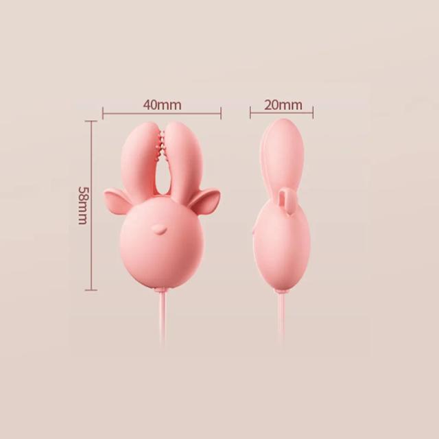Kẹp Vú Thỏ Hồng Rung 20 Chế Độ Sạc USB