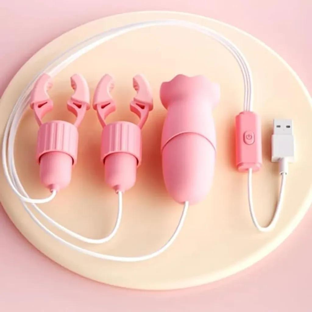 Kẹp Vú Rung Đôi 12 Chế Độ Có Dây Cắm USB