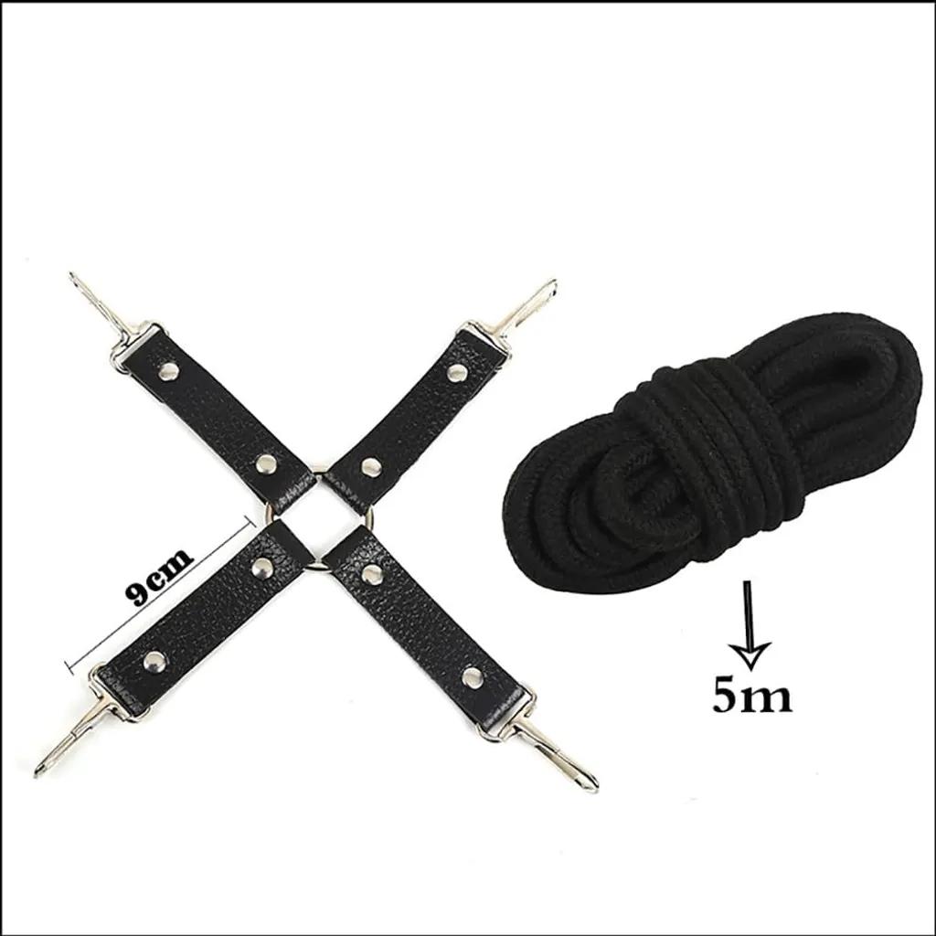 Bộ BDSM 10 Món Da Màu Đen – Bịt Mắt, Ball Gag, Còng Tay Chân, Dây Trói, Roi & Kẹp