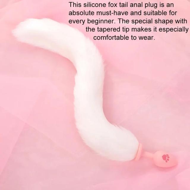 Đuôi Cáo Cosplay Gắn Hậu Môn Hình Bàn Chân Mèo Trắng Hồng