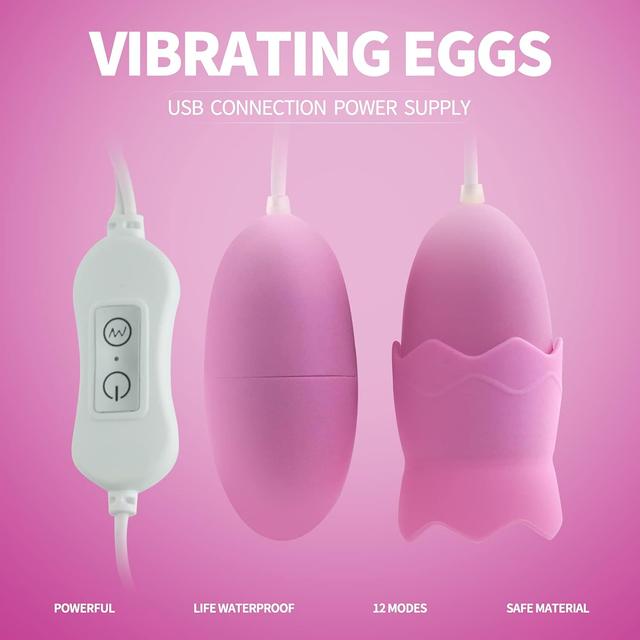 Trứng Rung Kép USB: Rung Lưỡi Âm Vật + Trứng Rung Đa Tần Số (Có Dây)